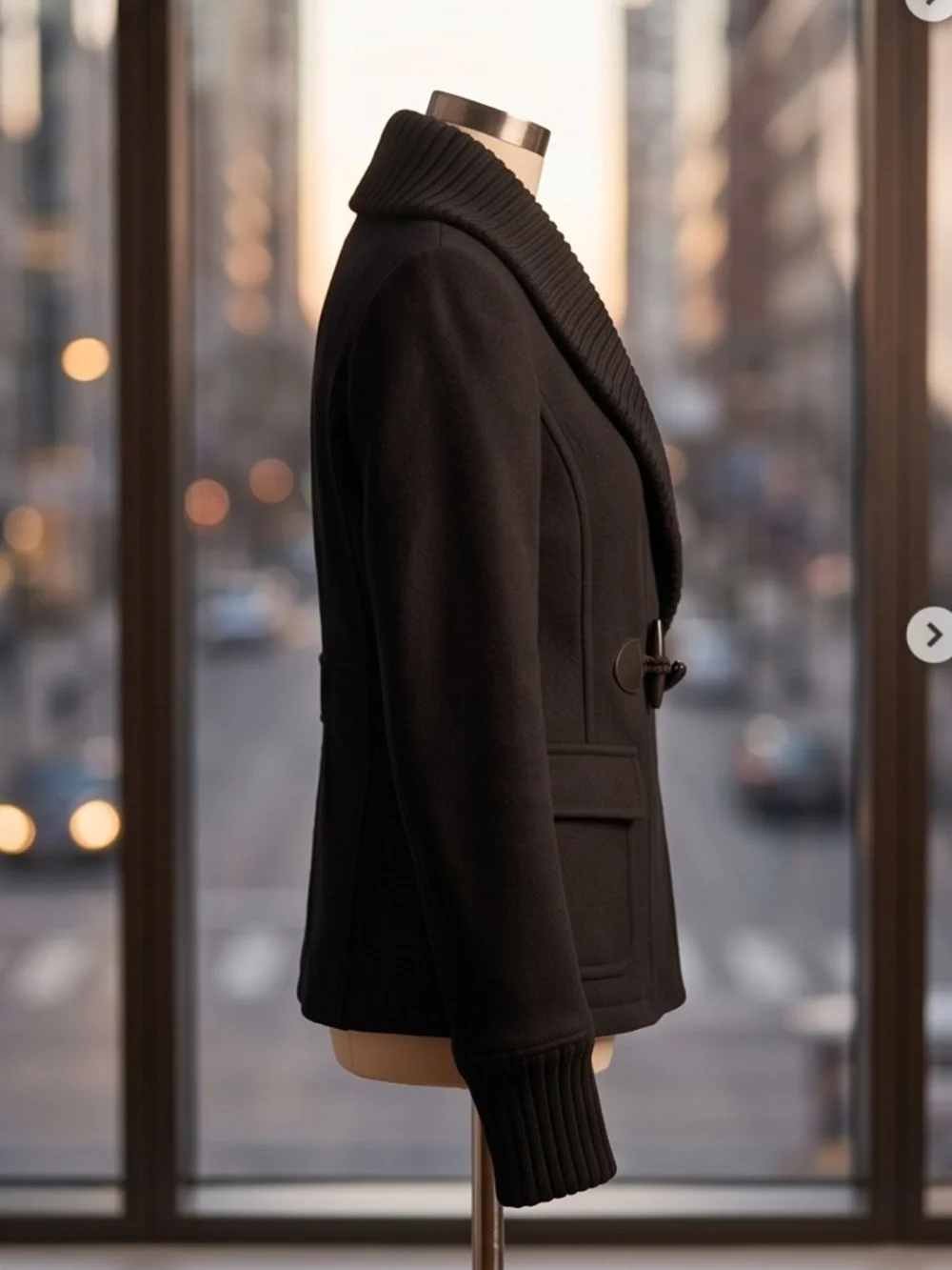 Burberry Black Toggle Blazer with Ribbed Shawl Collar - Picture 2 of 7